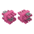 WAGO - 3-fach-Verteiler, 4-polig, Kod. B, pink