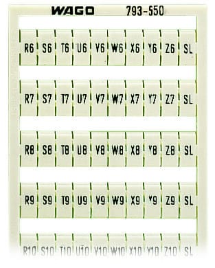 WAGO - WMB-Beschriftungskarte, bedruckt, weiß, R6,S6,T6..Y6,Z6,SL bis R10,S10,T10..Y10,Z10,SL