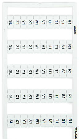 WAGO - WMB-Beschriftungskarte, bedruckt, weiß, R1,S1,T1,U1,V1,W1,X1,Y1,Z1,SL