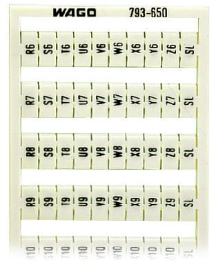 WAGO - WMB-Beschriftungskarte, bedruckt, weiß, R6,S6,T6..Y6,Z6,SL bis R10,S10,T10..Y10,Z10,SL