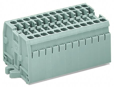 WAGO - 2-Leiter-Klemmenleiste, ohne Drücker, mit Befestigungsflanschen M3, lichtgrau