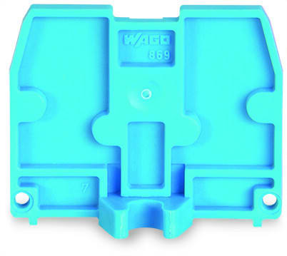 WAGO - Abschlussplatte, mit Befestigungsflansch M4, 2,5mm dick, blau