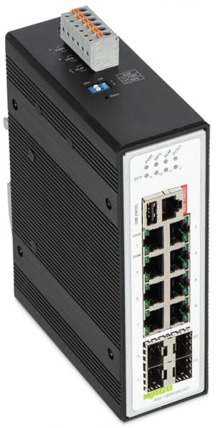 WAGO - Industrial-Managed-Switch, 8 Ports 1000Base-T, 4-Slot 1000BASE-SX/LX, metallisch schwarz
