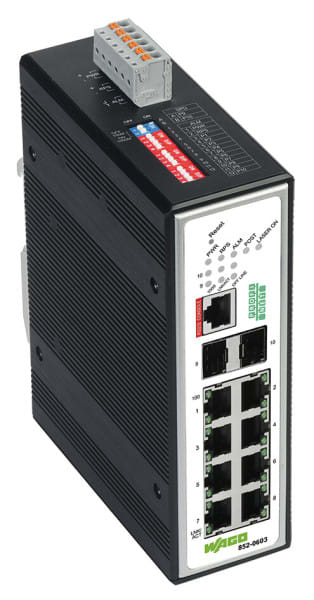 WAGO - Industrial-Managed-Switch, 8 Ports 100Base-TX, 2-Slot 1000BASE-SX/LX