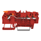 WAGO - 3-Leiter-Durchgangsklemme,mit Hebel und Drücker,2,5 mm²,rot