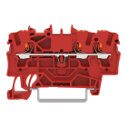 WAGO - 3-Leiter-Durchgangsklemme,mit Drücker,2,5 mm²,rot