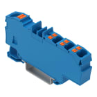 WAGO - Verteilerklemme, mit Drücker, 1x6mm² / 6x1,5mm², blau