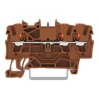 WAGO - 3-Leiter-Durchgangsklemme,mit Drücker,2,5 mm²,braun