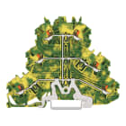 WAGO - Dreistockklemme,6-Leiter-Schutzleiterklemme,mit Drücker,grün-gelb