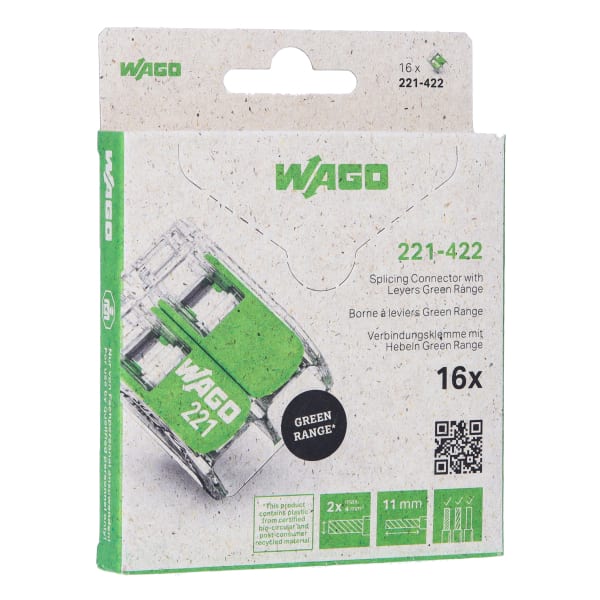 WAGO - Verbindungsklemme mit Hebeln,für alle Leiterarten,max. 4 mm²,transparent