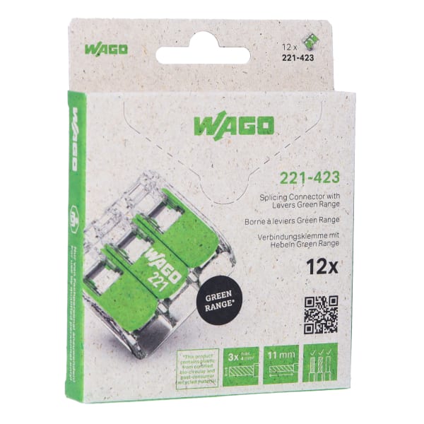 WAGO - Verbindungsklemme mit Hebeln,für alle Leiterarten,max. 4 mm²,transparent