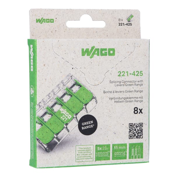 WAGO - Verbindungsklemme mit Hebeln,für alle Leiterarten,max. 4 mm²,transparent