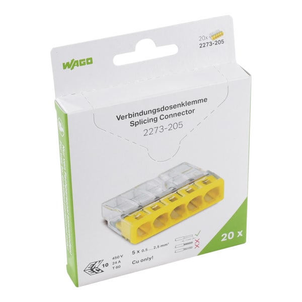 WAGO - Verbindungsklemme zum Stecken,für eindrähtige Leiter,max. 2,5 mm²,transparent
