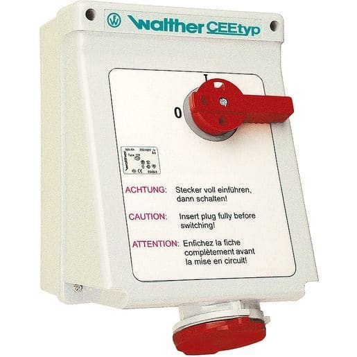 WALTHER - Wandsteckdose 63A 4P 400V 6h IP44