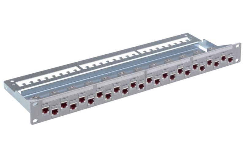 R&M - Patchpanel 19'' 24xRJ45/s Kat.6A 1HE grau bestückt
