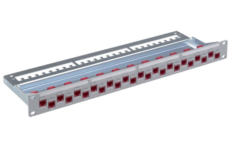R&M - Patchpanel 19'' 24xRJ45/u Kat.6A 1HE grau bestückt