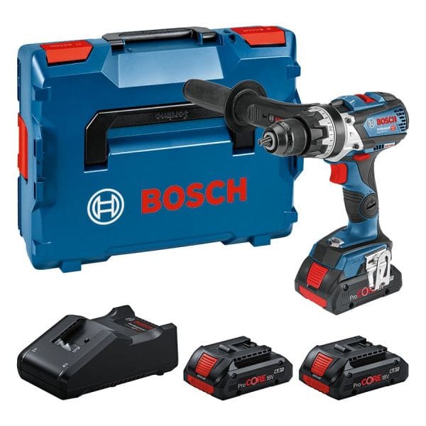 BOSCH WERKZEUG - Profi-Set Akku-Schlagbohrschrauber 18V BL 47/85/110Nm + 3x4Ah + Ladege. L-Boxx