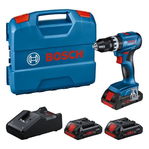BOSCH WERKZEUG - Profi-Set Akku-Schlagbohrschrauber 18V BL 21/45Nm + 3x4Ah + Ladeger. L-Case