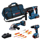 BOSCH WERKZEUG - aus: GSB18V-65+GWS18V-11+GBH18V-24C+VDE-Schraubendr./-Zange+3xAkku+Ladeger.