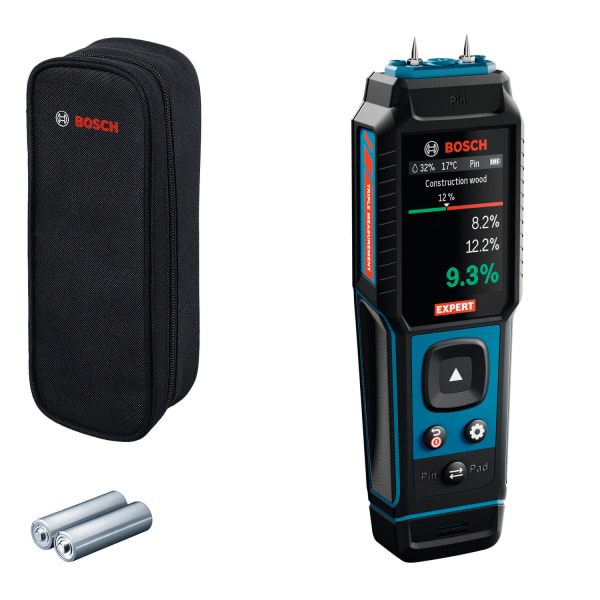 BOSCH EXPERT - Materialfeuchtigkeitsmesser IP65 2.4'' Messtiefe: 0-30mm +2xAA +Tasche
