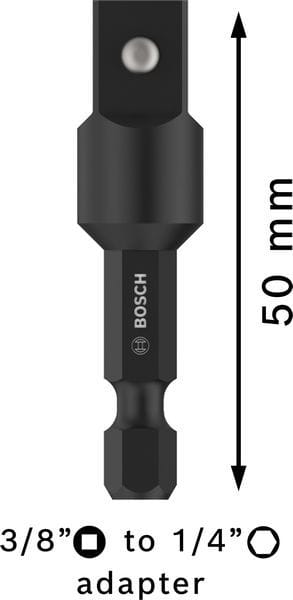 BOSCH WERKZEUG - Adapter 3/8'' Antrieb-Außensechskant 1/4'' 50mm
