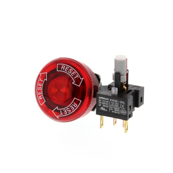OMRON - Not-Halt-Taster Komplettgerät beleuchtet 24 VDC, 1 Öffner