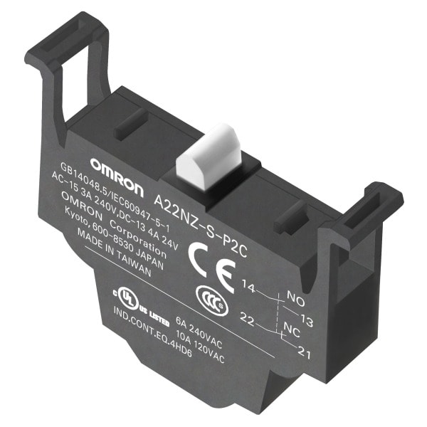 OMRON - A22N Kontaktblock, 1 Schließer und 1 Öffner, Push-In Plus