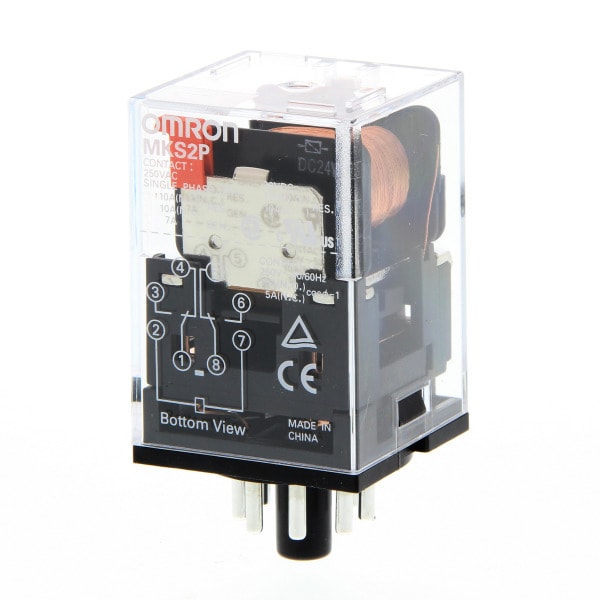OMRON - Relay, plug-in, 8-pin, DPDT, 10 A, mech indicator