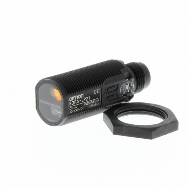 OMRON - Fotoelektrischer Sensor, M18, axial, Kunststoffgehäuse, rote LED, BGS, 100 mm