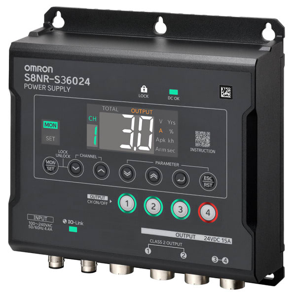 OMRON - IP67 Power Supply, 360 W, 2 M12-L output connectors, with IO-Link