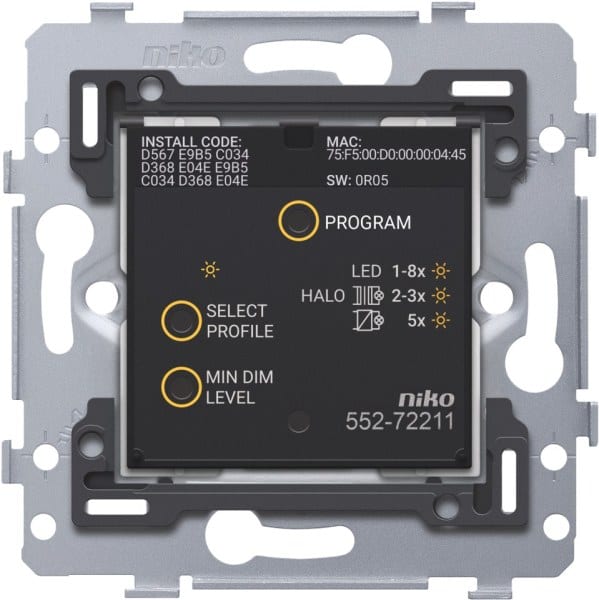 NIKO - Vernetzter Dimmer, Sockel, 3 – 200 W, 2 drahtig, 71 x 71 mm, Schraubbe