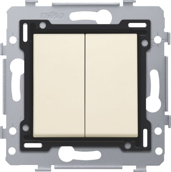 NIKO - Zweifacher Schalter 71 x 71 mm mit Steckklemmen, Sockel und Abdeckung