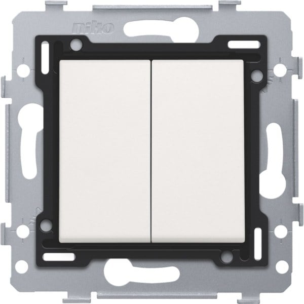 NIKO - Zweifacher Schalter 71 x 71 mm mit Steckklemmen, Sockel und Abdeckung