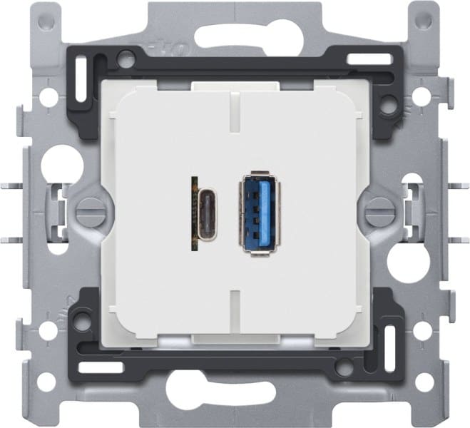 NIKO - Duales, intelligentes USB A und USB C Ladegerät, Sockel 60 x 71, Krallen