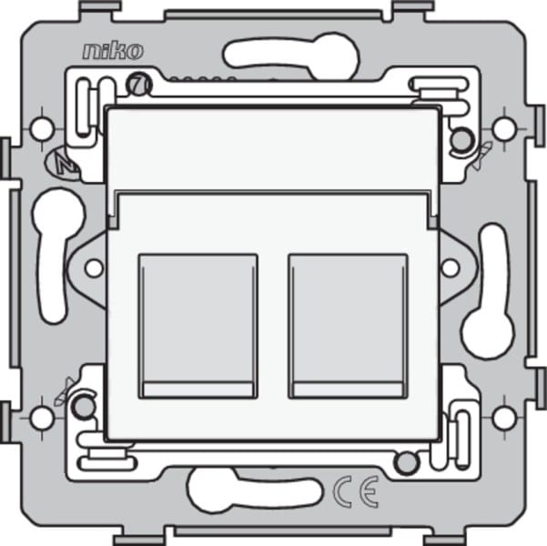 NIKO - 2 RJ45 Anschlüsse UTP Kat. 5E, flache Ausführung, inkl. Sockel 71 x 71