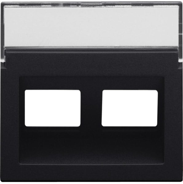 NIKO - Abdeckung Daten 2x RJ schräger Ausgang, black coated