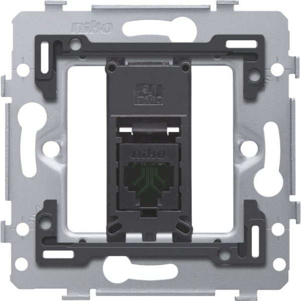 NIKO - 1 RJ45 Anschluss UTP Kat. 5E, flache Ausführung, inkl. Sockel 71 x 71