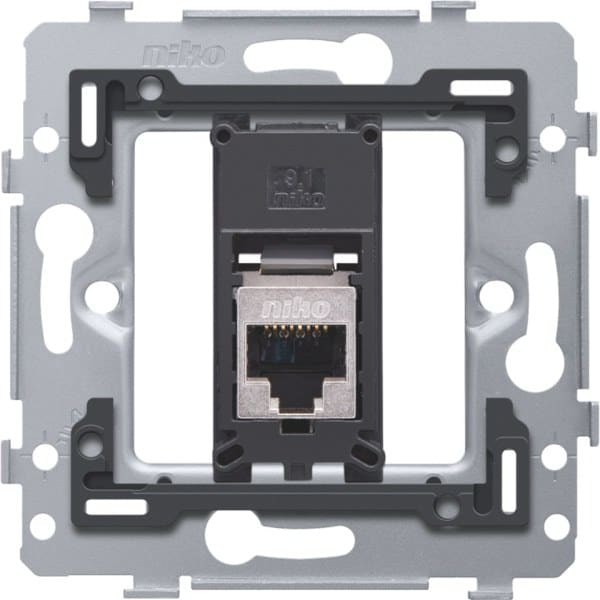 NIKO - 1 RJ45 Anschluss STP Kat. 5E, flache Ausführung, inkl. Sockel 71 x 71
