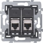 NIKO - 2 RJ45 Anschlüsse STP Kat. 5E, flache Ausführung, inkl. Sockel 71 x 71