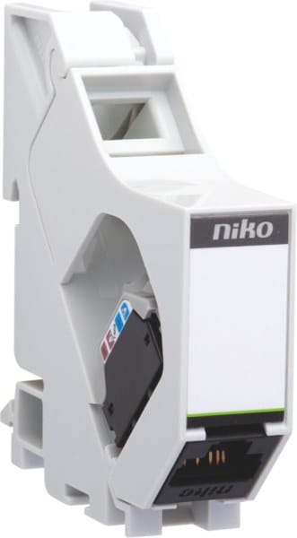 NIKO - DIN Schienenmodul mit ungeschütztem RJ45 Stecker UTP Kat. 5E