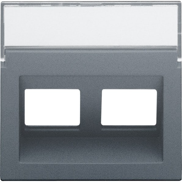 NIKO - Abdeckung Daten 2x RJ schräger Ausgang, steel grey coated