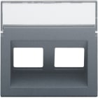 NIKO - Abdeckung Daten 2x RJ schräger Ausgang, steel grey coated