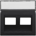 NIKO - Abdeckung Daten 2x RJ schräger Ausgang, piano black coated