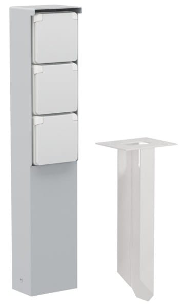 NIKO - Spritzwassergeschützte Anschlusssäule mit Dreifachsteckdose, Dreifach