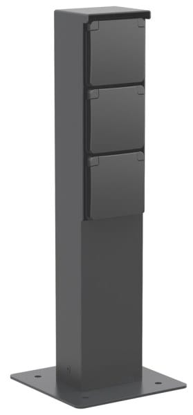 NIKO - Spritzwassergeschützte Anschlusssäule mit Dreifachsteckdose, Dreifach