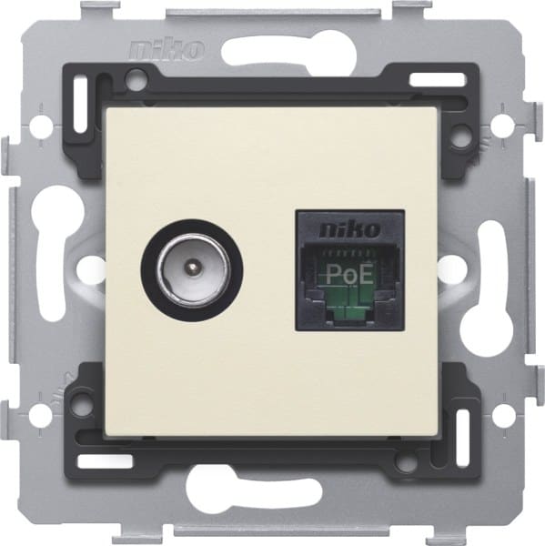 NIKO - Kombination Koax mit RJ45 Anschluss UTP Kat. 5E, PoE++ ready, flache A