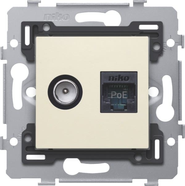 NIKO - Kombination Koax mit RJ45 Anschluss, UTP Kat. 6, PoE++ ready, flache A