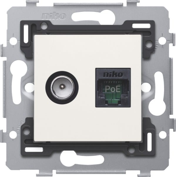 NIKO - Kombination Koax mit RJ45 Anschluss UTP Kat. 5E, PoE++ ready, flache A