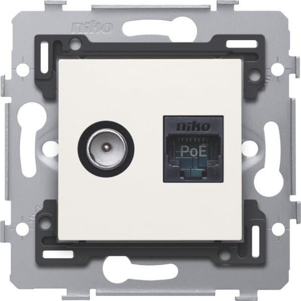 NIKO - Kombination Koax mit RJ45 Anschluss, UTP Kat. 6, PoE++ ready, flache A