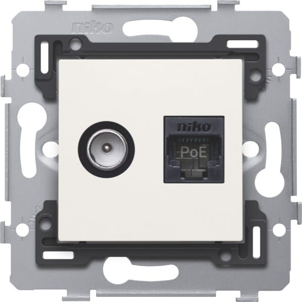 NIKO - Kombination Koax mit RJ45 Anschluss Kat. 6A, PoE++ ready, flache Ausfü